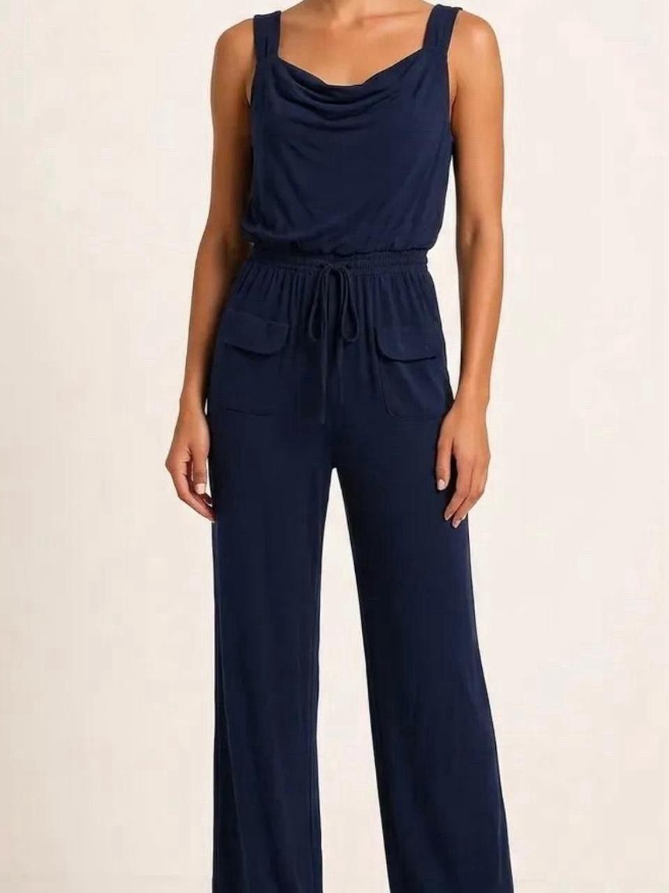 Emma & Michele Navy Blue Sleeveless Jumpsuit Pants Romper Medium