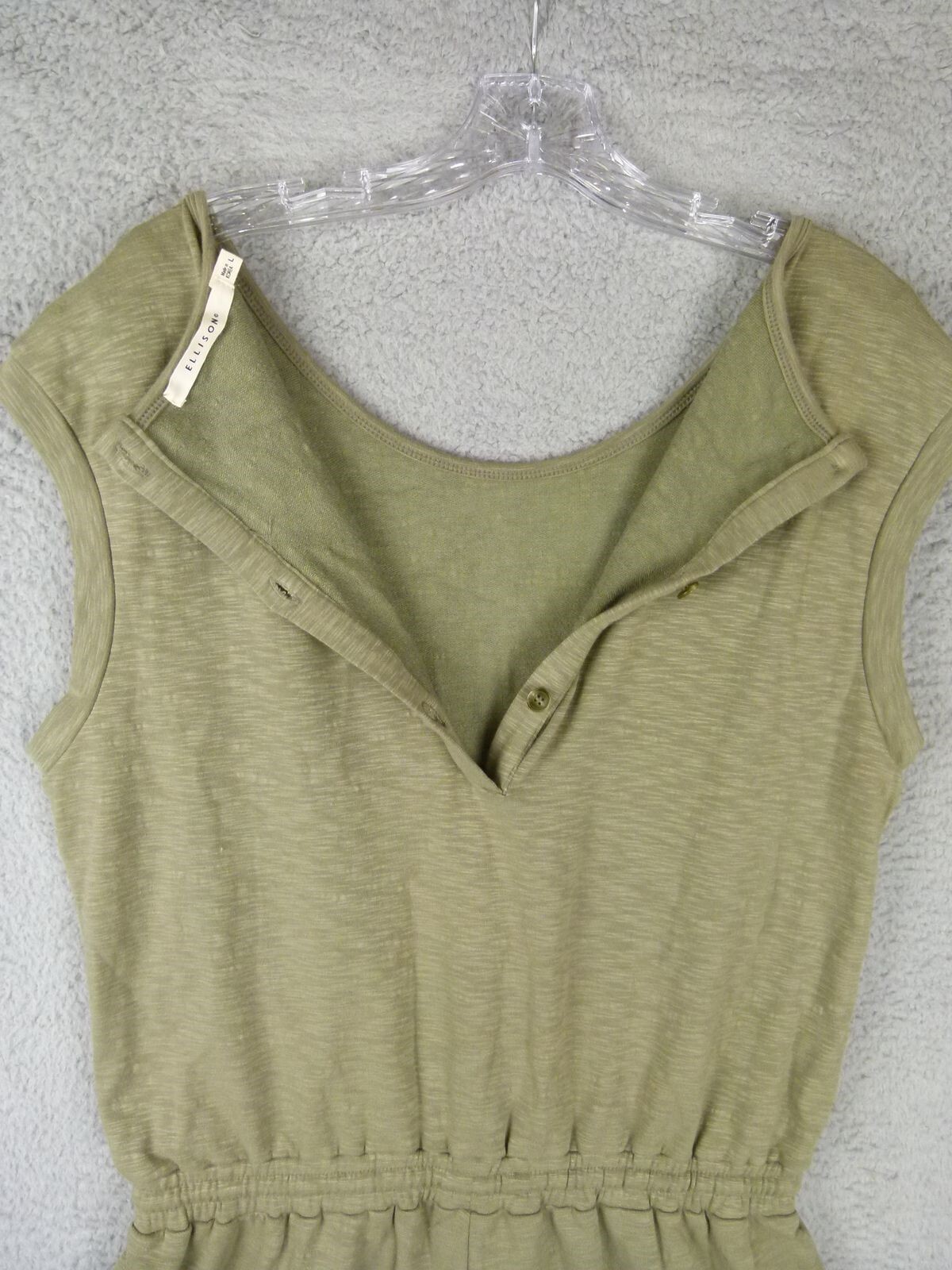 Ellison Womens Large Olive Green Stretchy Sleeveless Romper