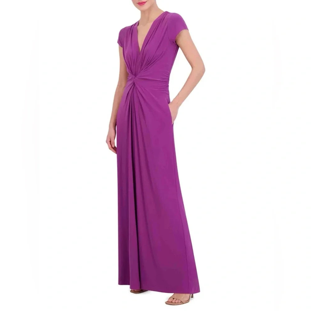Vince Camuto Twist-Front Plunge Jumpsuit Polyester V-neck Vio Pink Size L $118