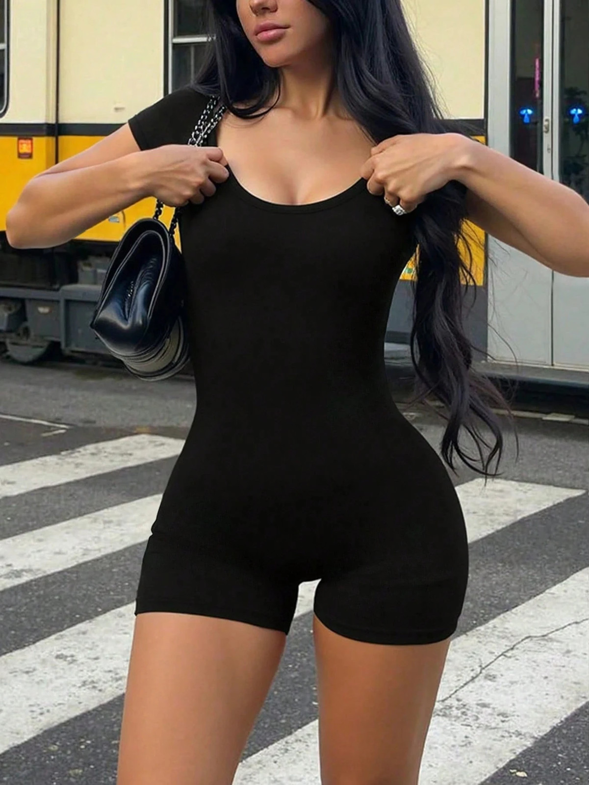 Women’S Spring And Summer Solid Color Sexy Fitted Outdoor Commuting Round