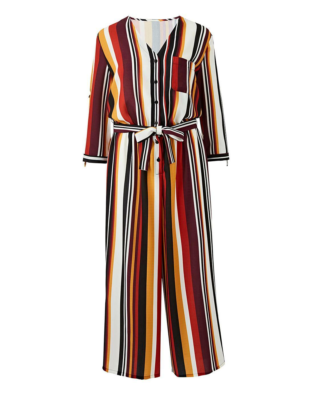 Anthology Multi Stripe Button Through Jumpsuit UK 10, US 6, EUR 38 (D6)