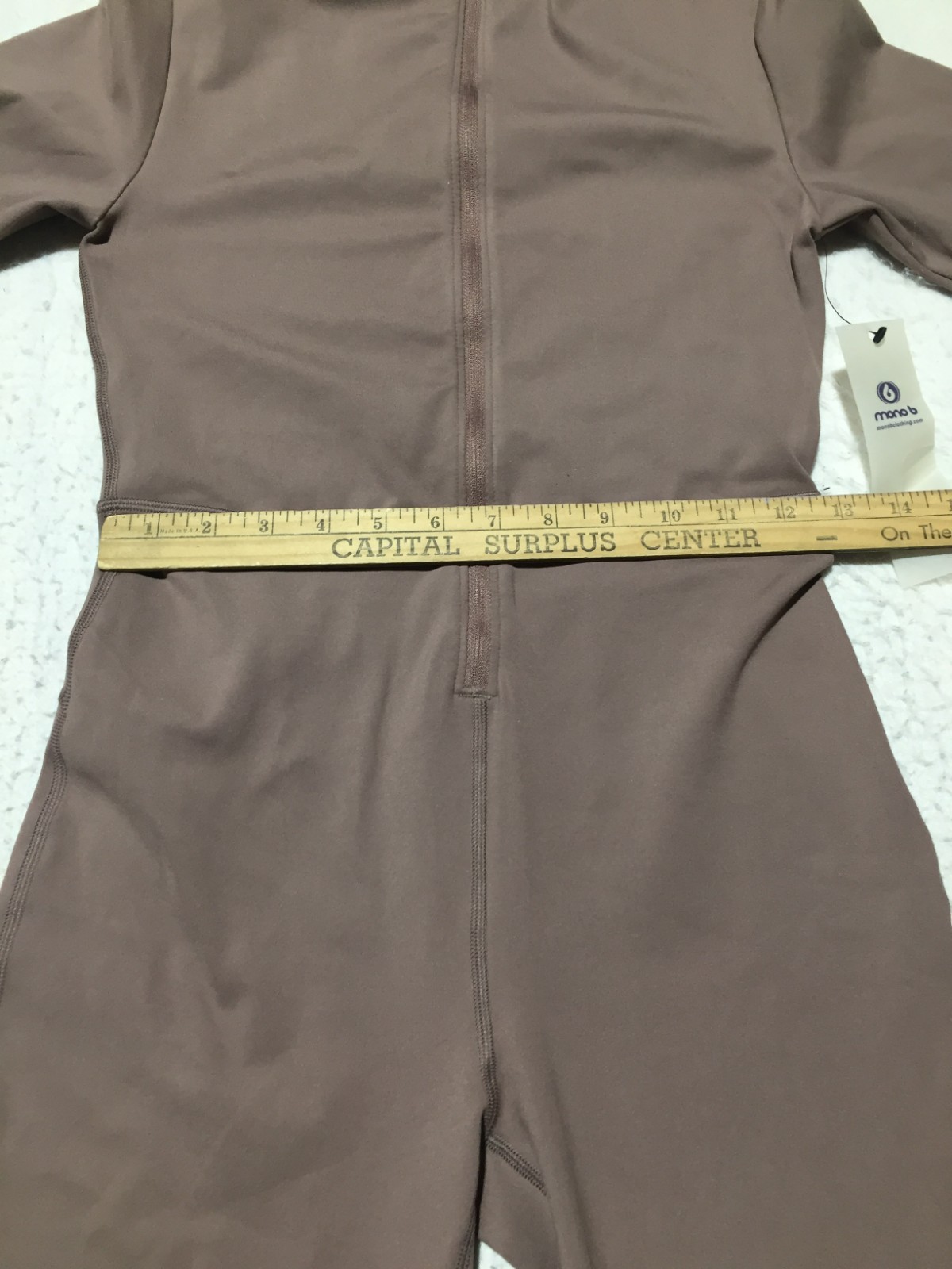 NEW Mono B Jumpsuit Womens M Medium Brown Long Sleeve Flared Leg 1/2 Zip Mock