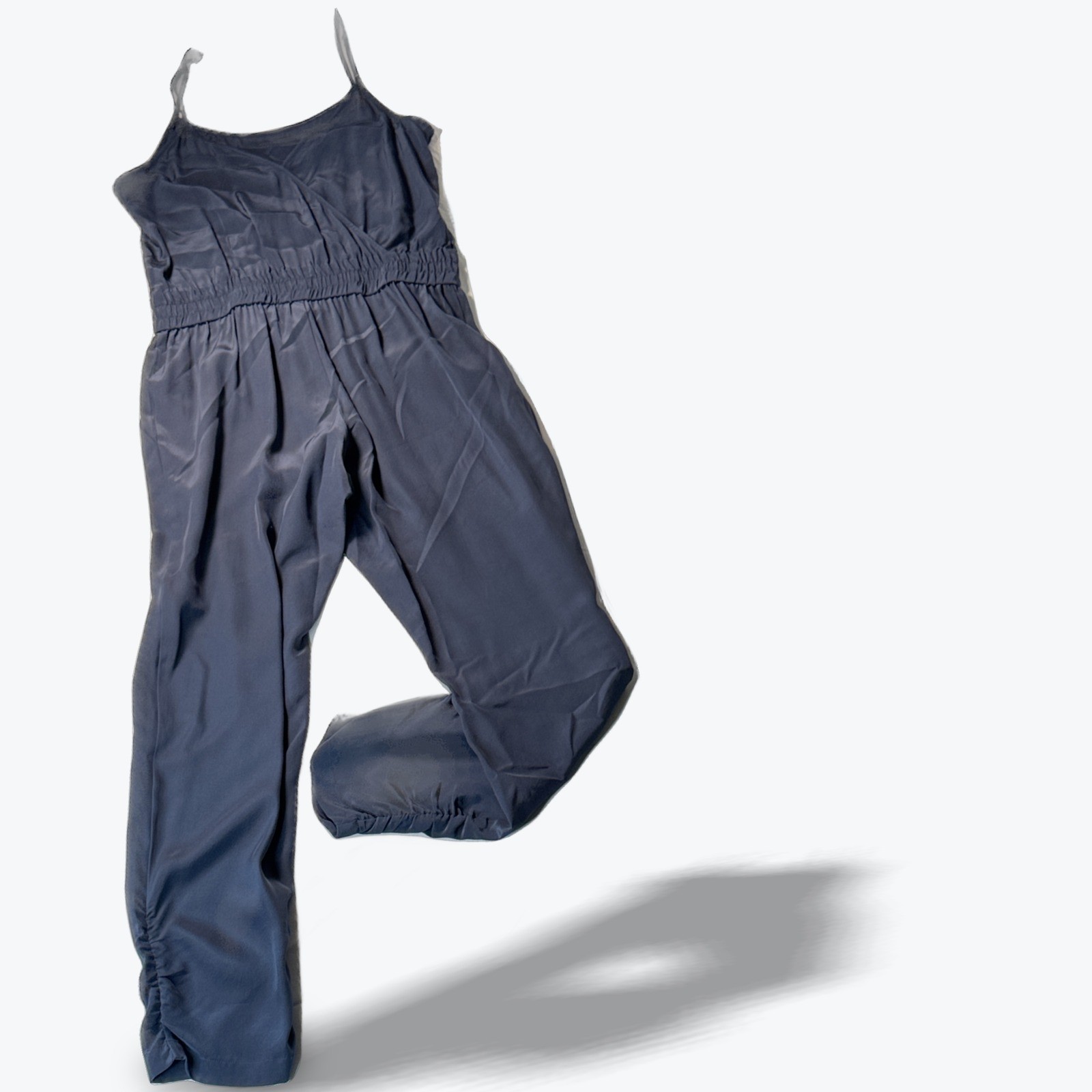 Parker Lane Jumpsuit Silk Surplice Back Navy Blue Elastic Waist XS NWT $298