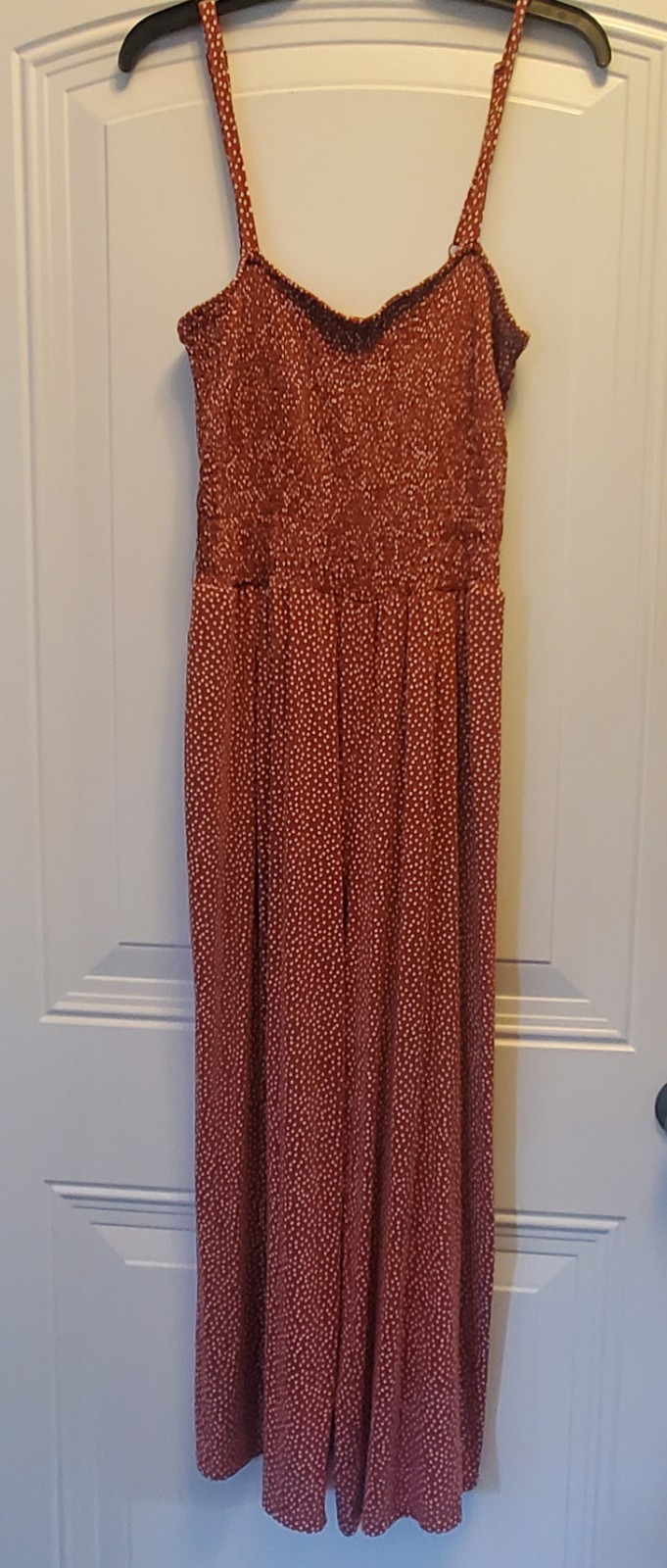 Old Navy rust/white dot wideleg pant SL jumpsuit Sz. L