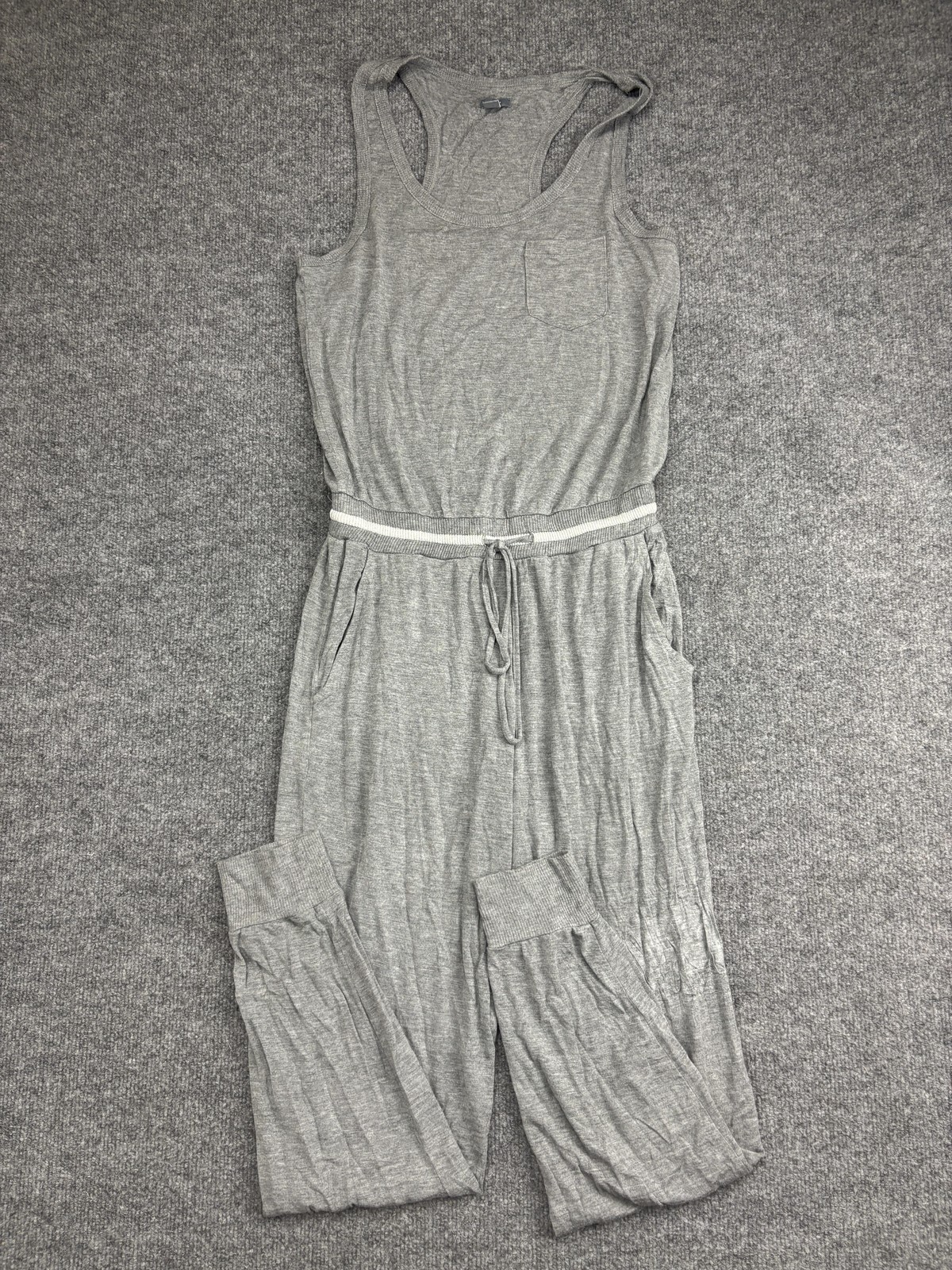 Aerie Jumpsuit Womens XS Gray Sleeveless Racerback Jogger Drawstring Pockets