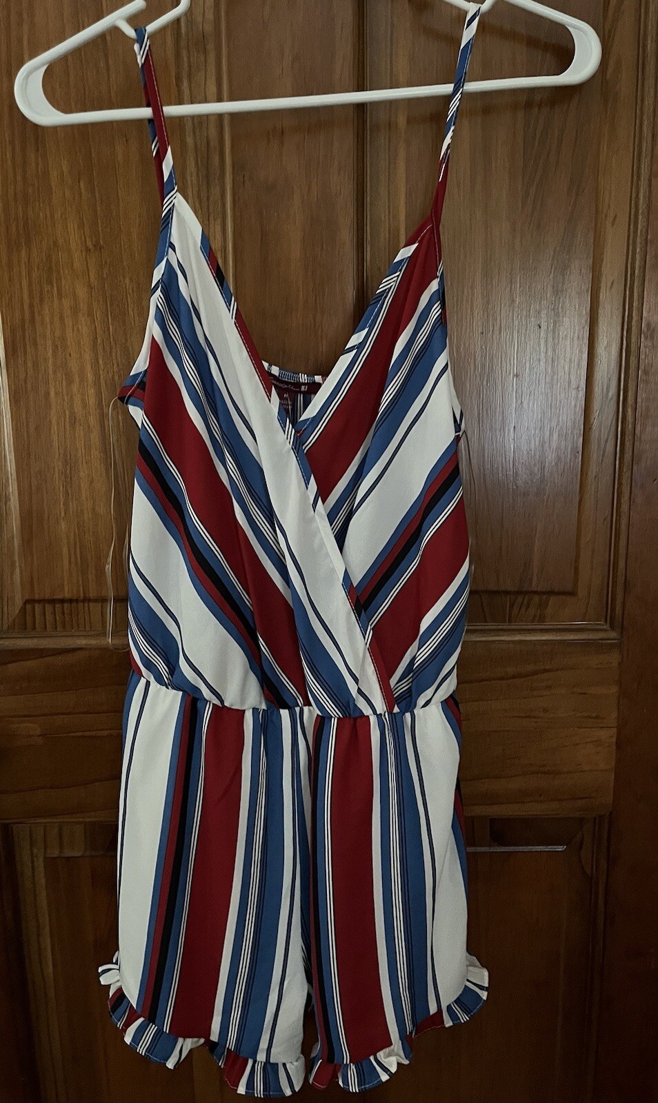 Silvergate Sphagetti Strap Red, Blue, & Cream Romper