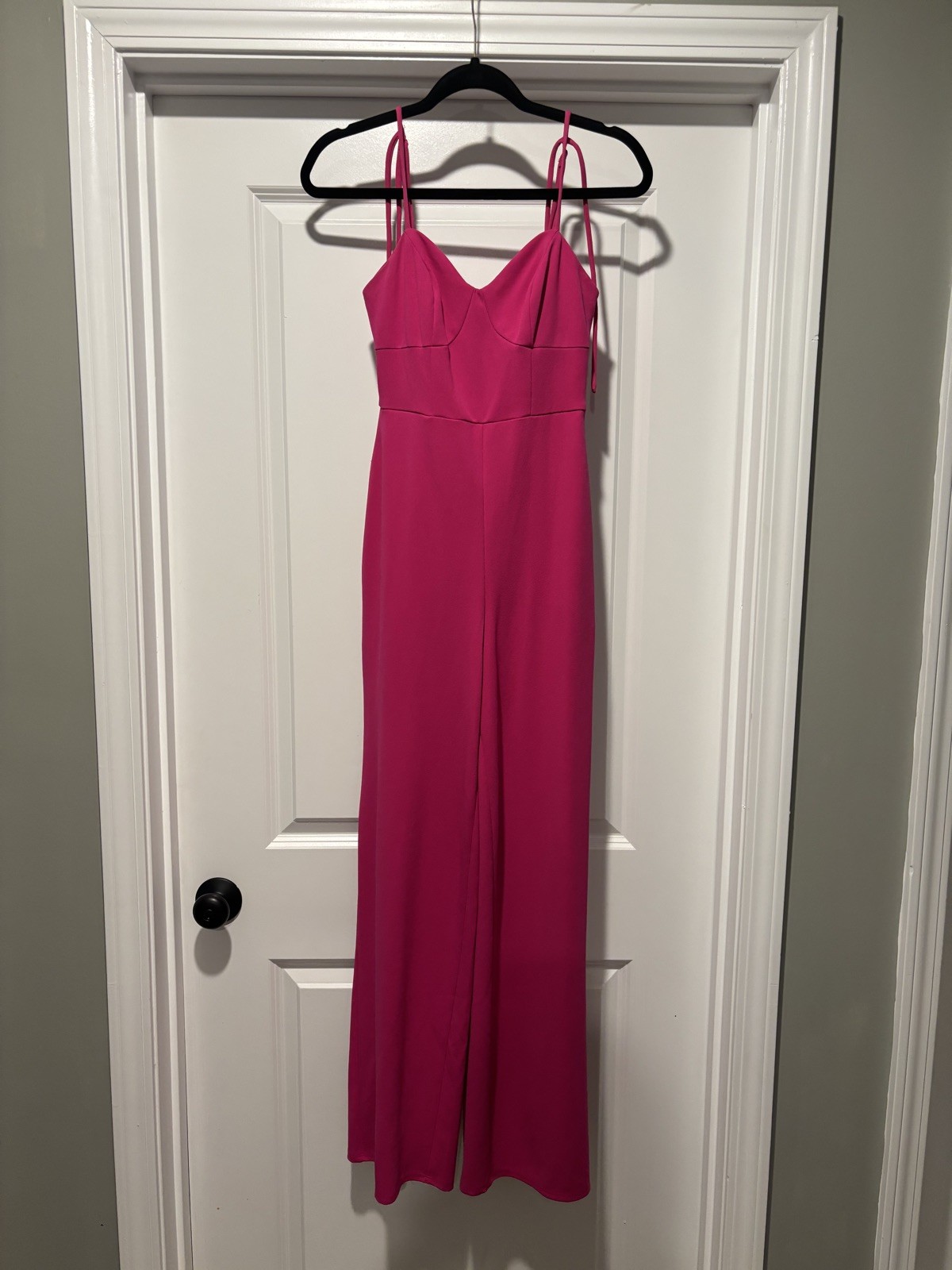 Crystal Sky Pink Sleeveless V-Neck Wide-Leg Jumpsuit XS Women’s Spaghetti Strap