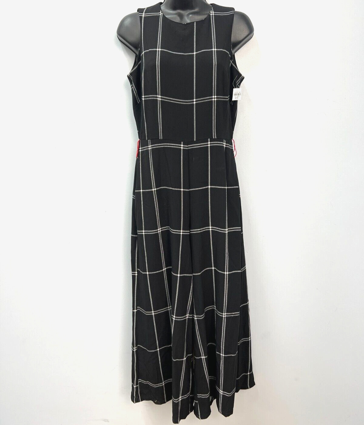 Danny and Nicole Black w/ White Windowpane Jumpsuit Size 4 w/ Red Rear Zipper