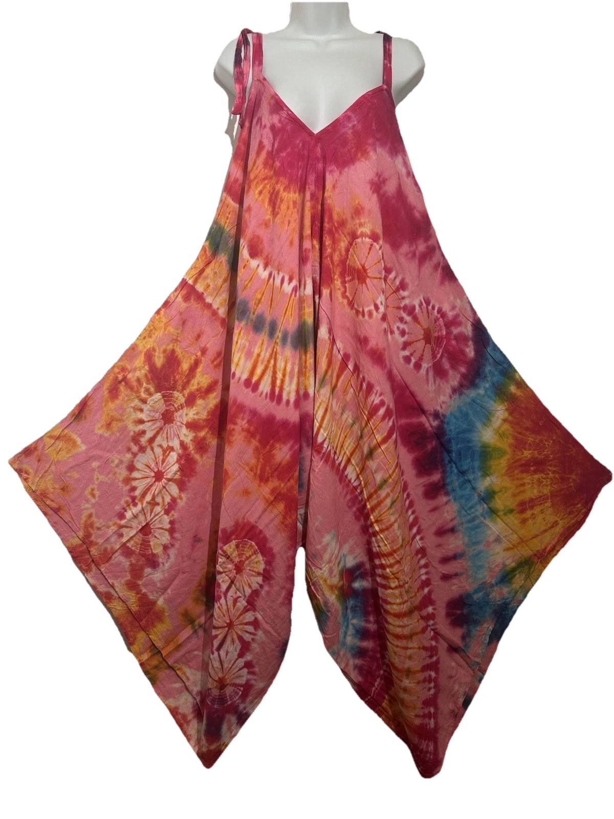 Nwt SACRED THREADS Tie Dye boho ROMPER JUMPSUIT OVERALLS JUMPER fits S M L XL