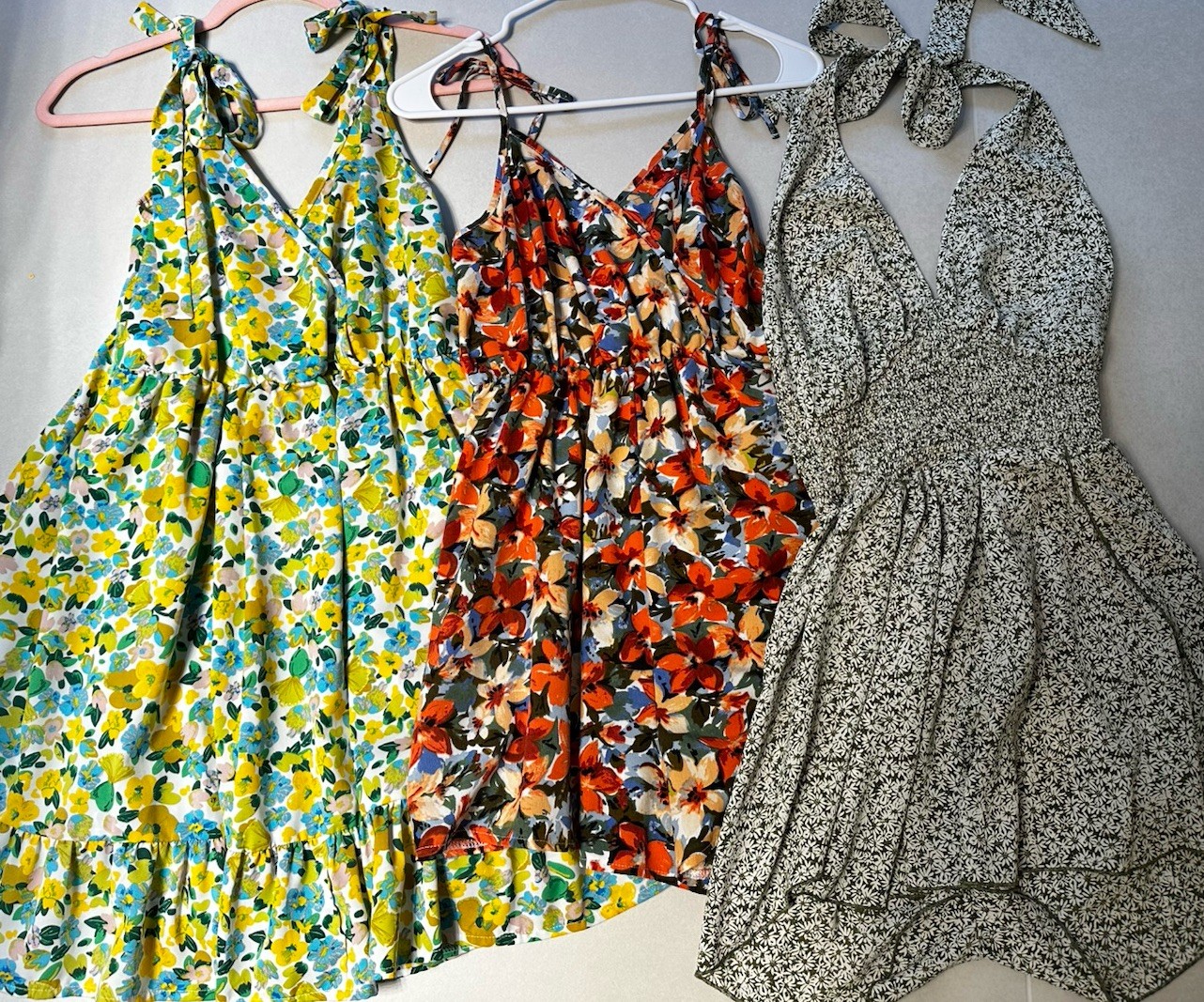 Lot 3 Small Summer Romper Dresses Colorful Small Pink Yellow Cute Coverup Beach