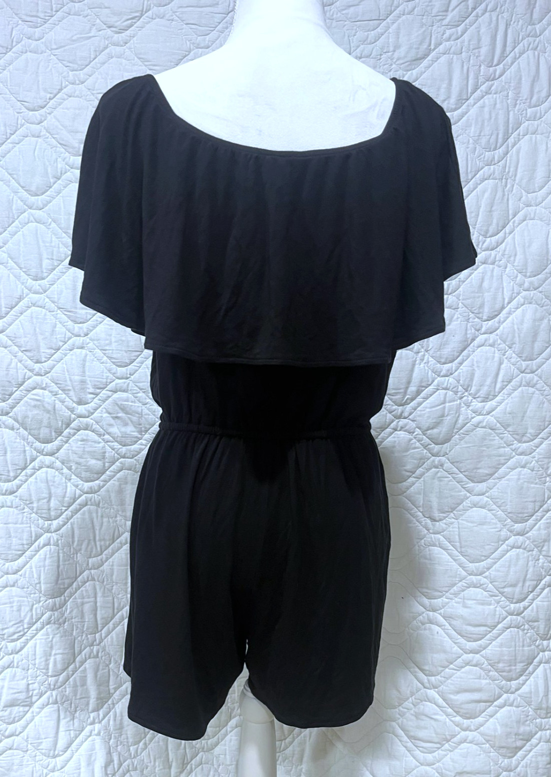 OLD NAVY Black Off-The-Shoulder Romper – Flutter Sleeves – Size Medium