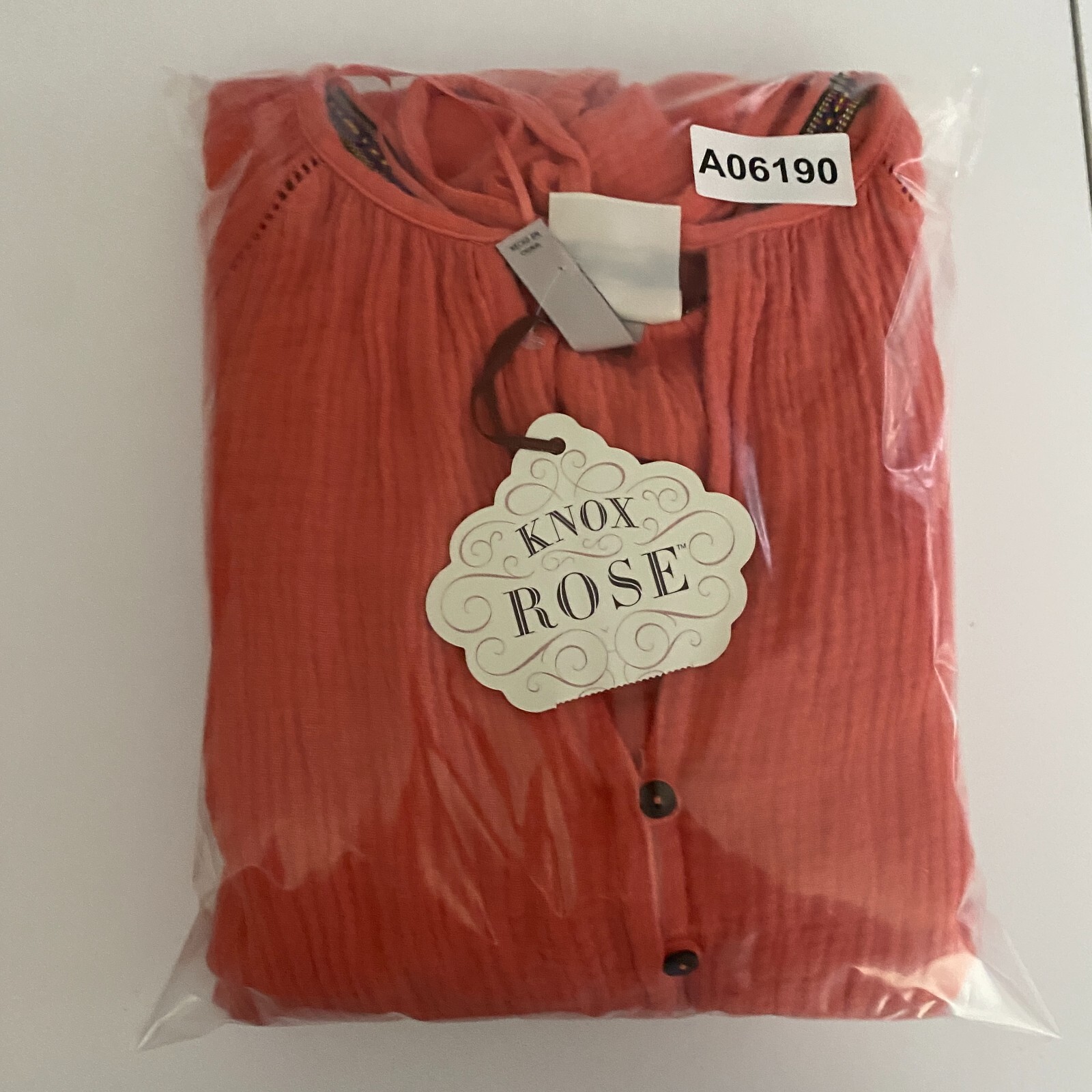 Knox Rose Guava Jelly Romper Size Large Gauzey Cotton Tie Neck