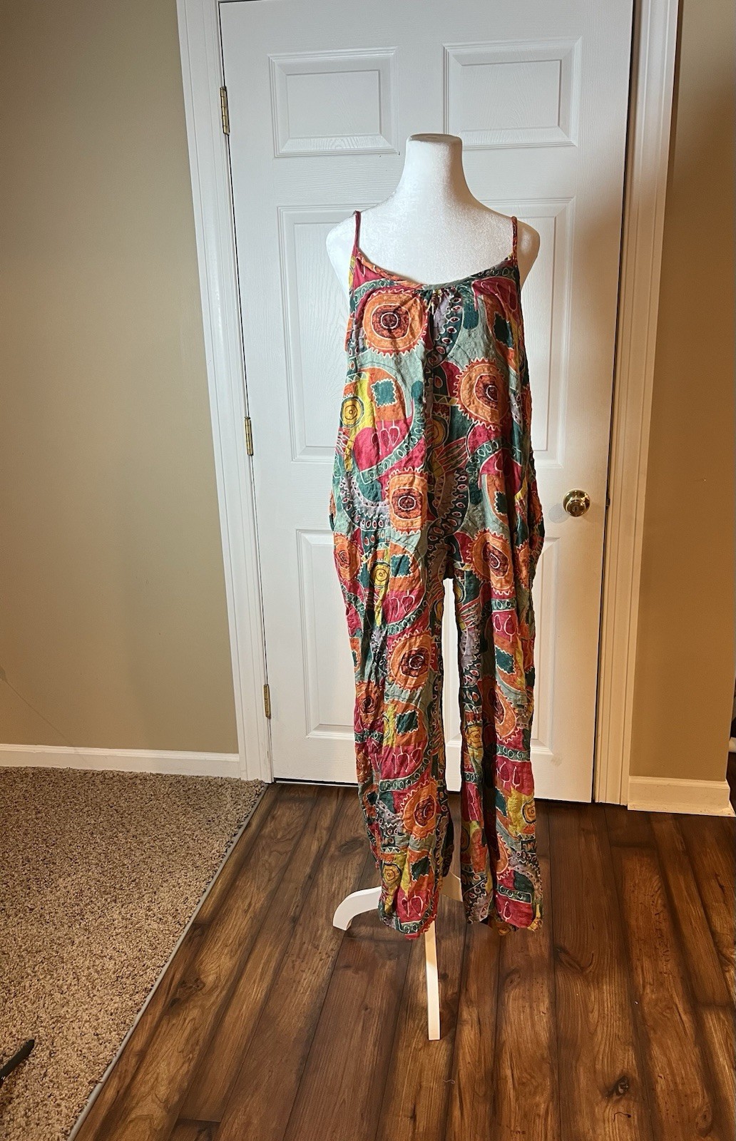 Women’s Size XL Rayon Colorful Bohemian Festival Jumper Relaxed With Pockets