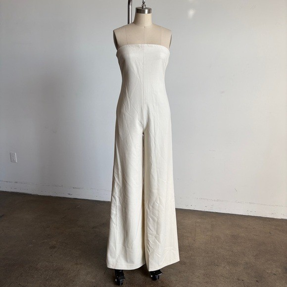 NWOT BCBGMaxAzria Strapless Wide Leg Jumpsuit in Cream Sz 2