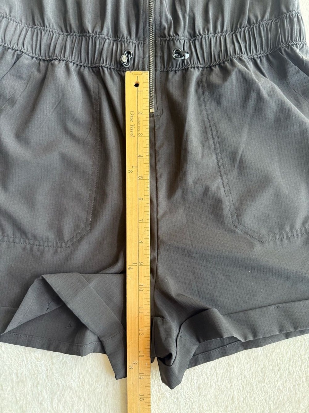 Avia Black Utility Cargo Romper Zip Front Size Small