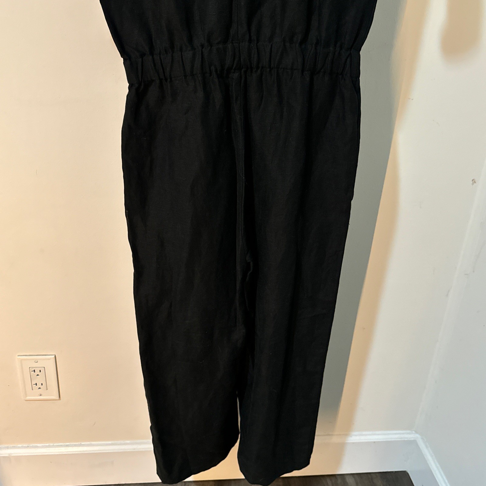 Eileen Fisher Jumpsuit Size XS/TP Black Wide Leg Cropped Drawstring NWT $278