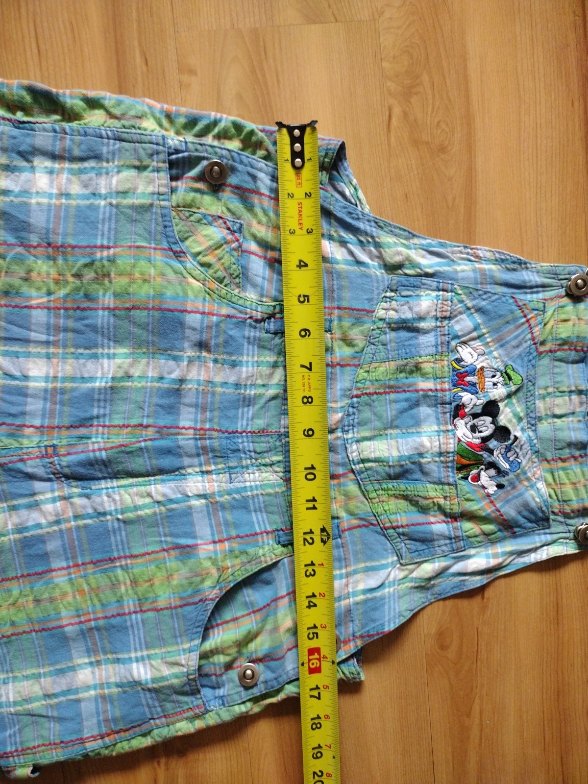 Vintage Disney Mickey Mouse Donald Duck Goofy Plaid Overalls Jr.Sz M Jerry Leigh