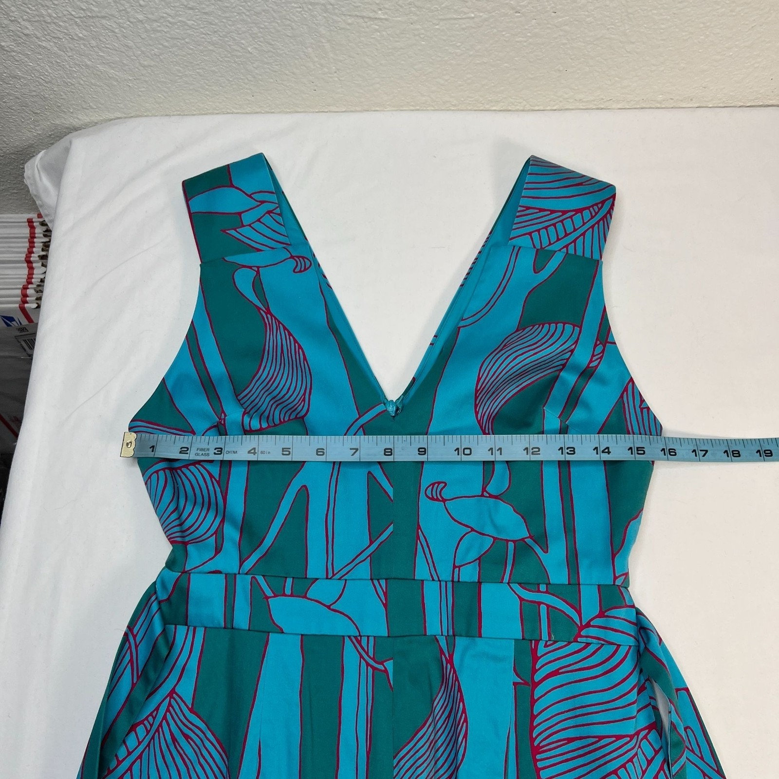 Alexis Cerelia Abstract Floral Jumpsuit Blue Green Wide Leg Cropped Sleeveless S