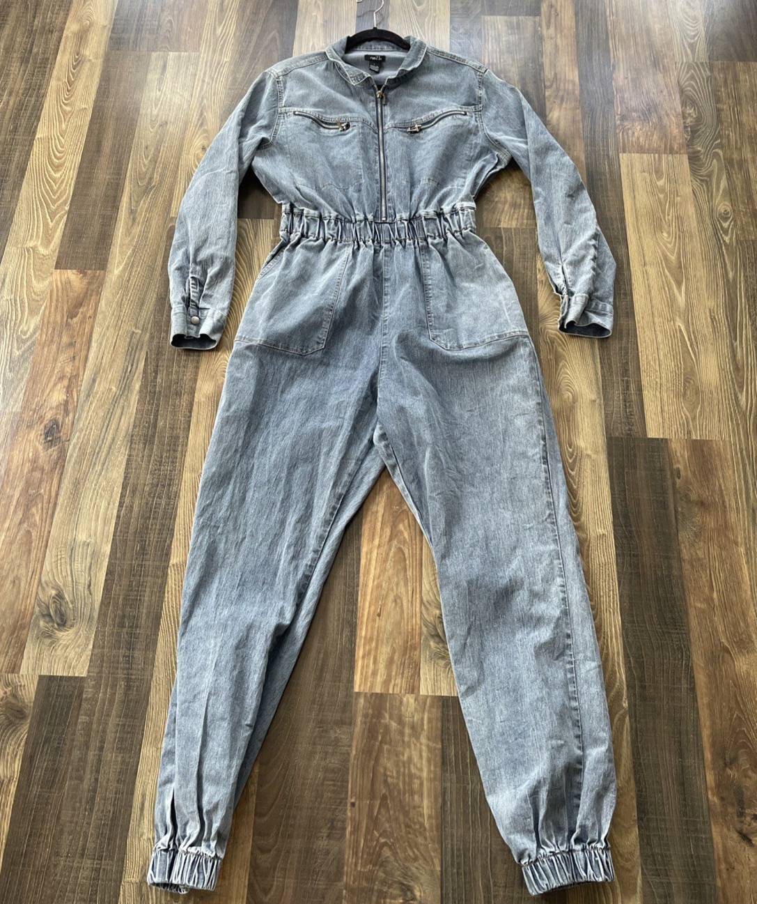 Rue 21 Denim 1/2 Zip Long Sleeve Romper Jumpsuit size Large
