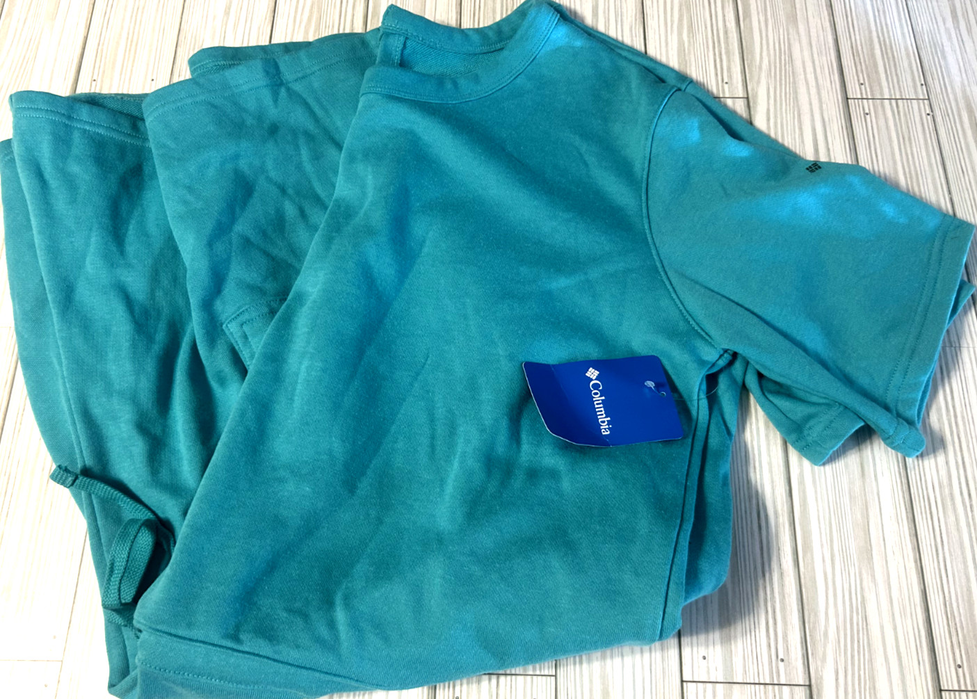 New With Tags Womens Columbia AL7503 Trek French Terry Romper Bright Aqua XL