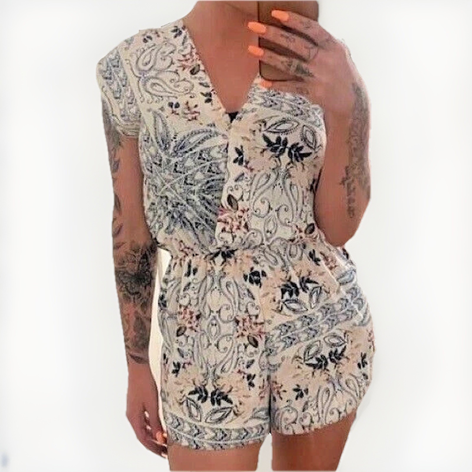 SHEIKE Lola White Paisley Floral Print Wrap Romper Playsuit RRP$129 14AU / 10US