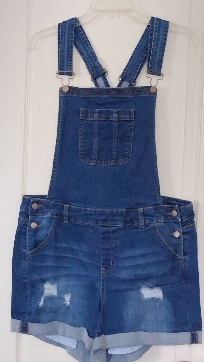 Woman WAX JEAN Basic Denim Destroyed Ripped Stretch Jean Overall Rompers 3XL