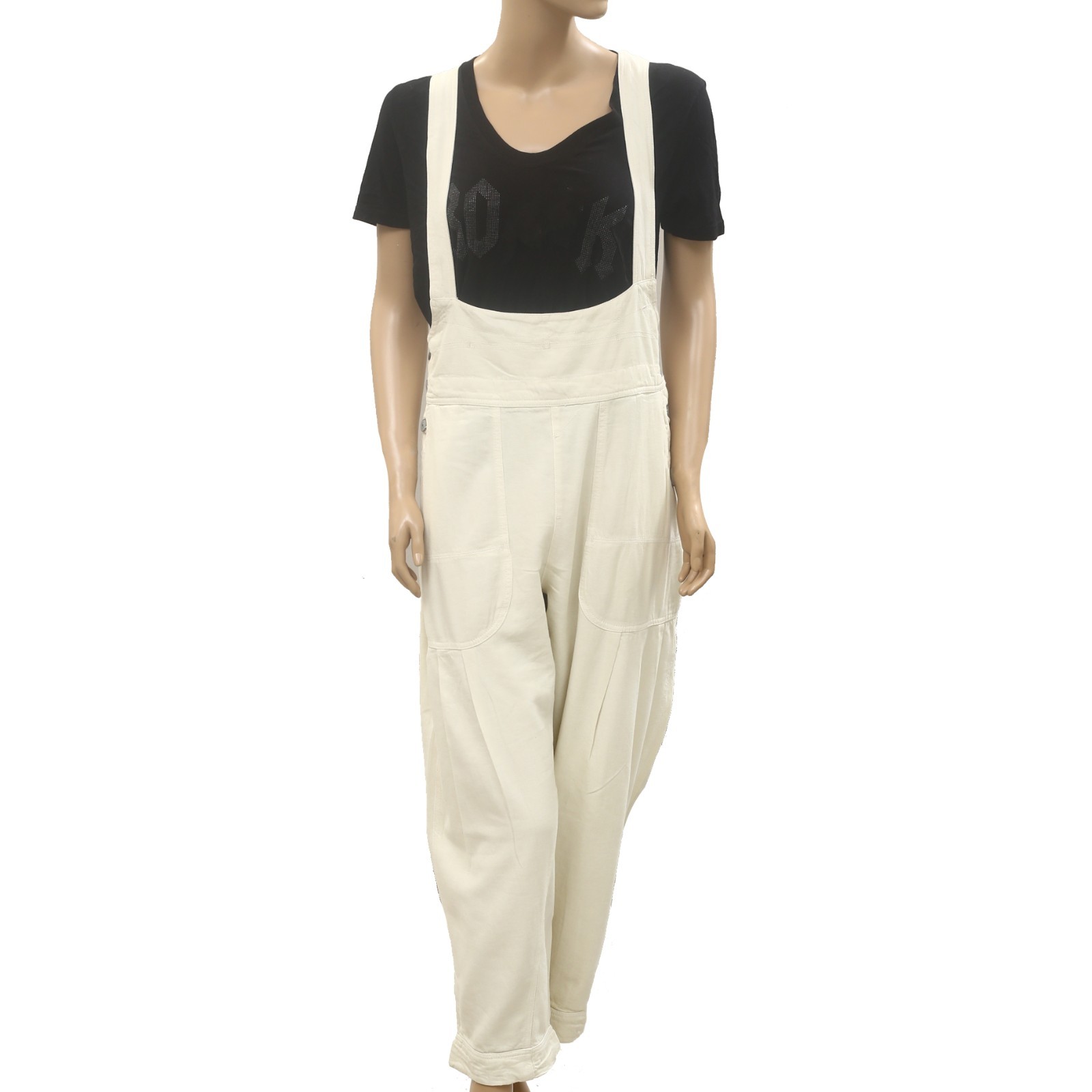 Free People We The Free Felix Tapered Overalls Jumpsuit Pinafore Solid L 286887