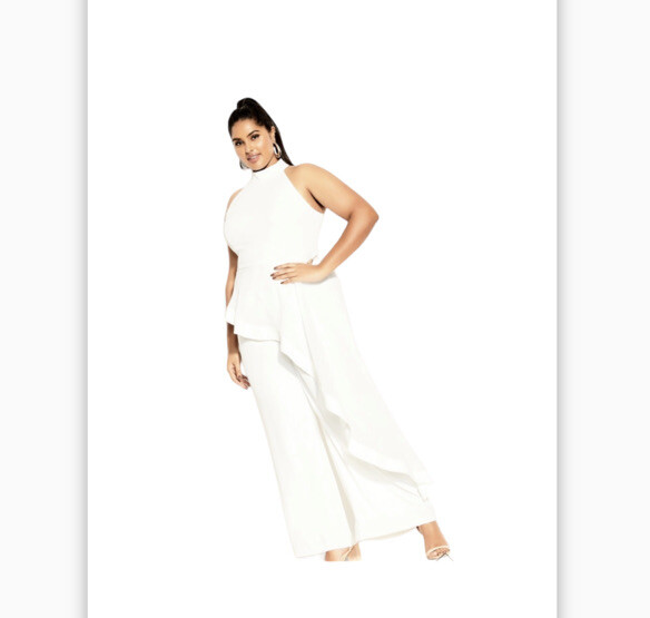 City Chic Class Halter Jumpsuit In Ivory SZ 16 NWT