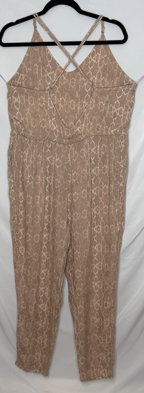 Free People Sunset Jumpsuit Natural Taupe Snake Print Open Back Medium M