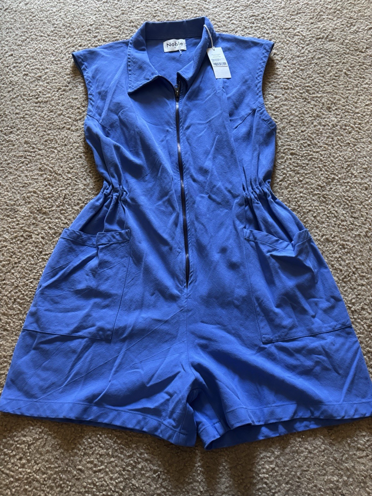 Noble Women’s Organic Pima Cotton Canvas Utility Tank Suit French Blue Size XL