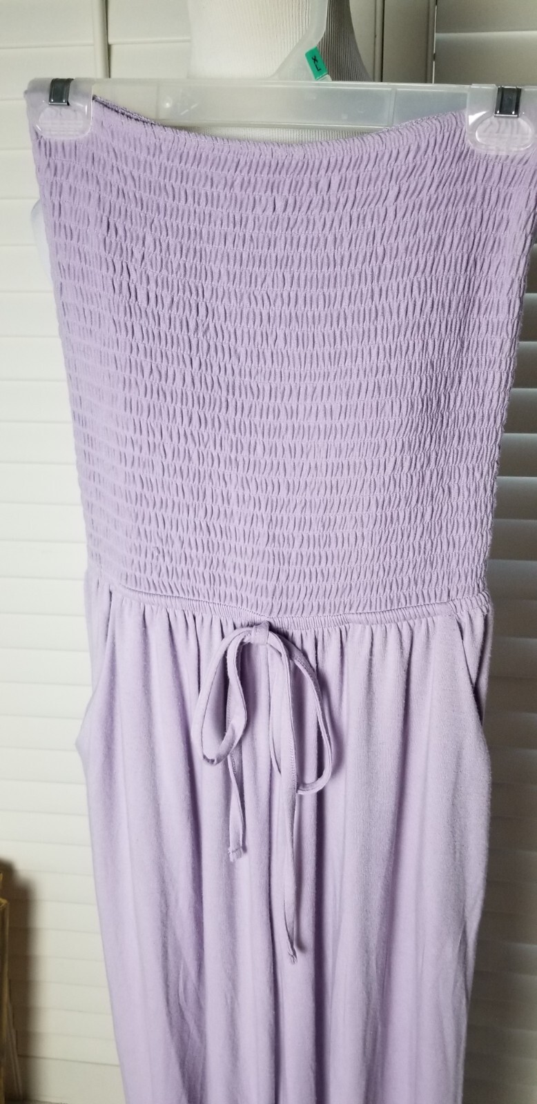 Zenana Jumpsuit M Wide Leg Smocked Top Lavender Pockets Soft Comfortable
