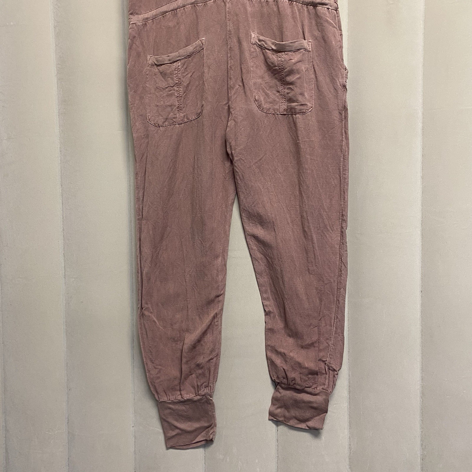 Young Fabulous & Broke YFB Womens Jumpsuit XS Linen Blend Tapered Leg Dusty Rose