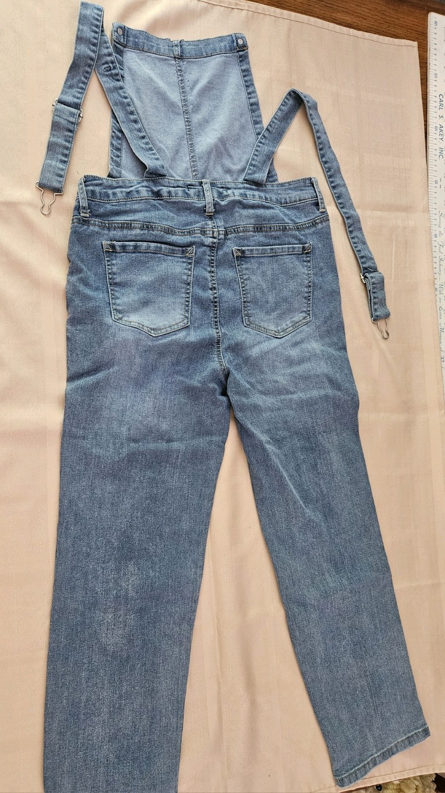 WallFlower Women’s Blue Denim Overall One-Piece L Adjustable Straps Pockets