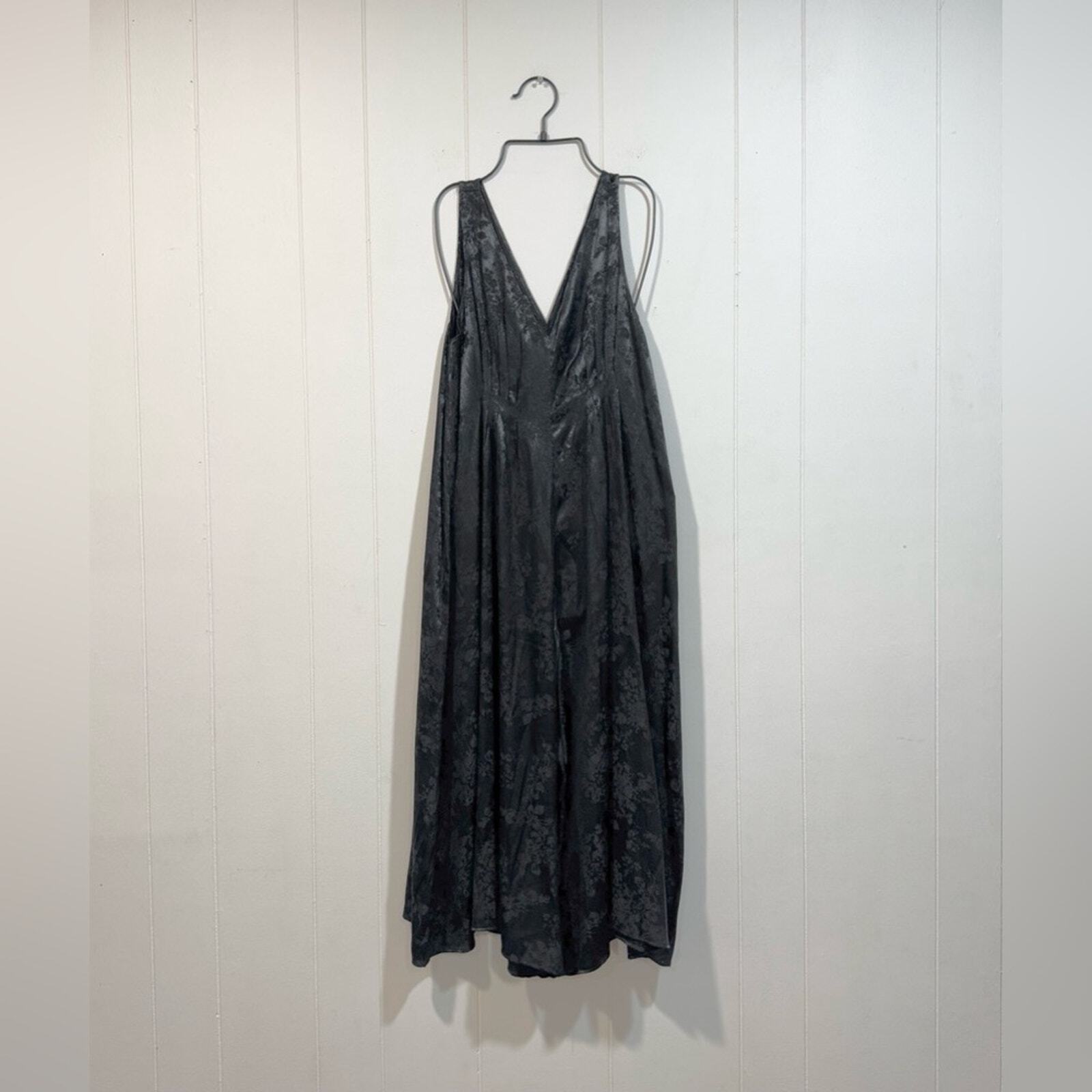 Free People XS Black Zuri Jumpsuit Extreme Wide Leg Silky Feel
