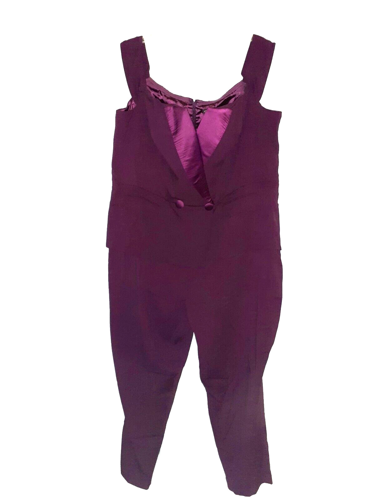 NEW CITY CHIC Plus Size 24W Jumpsuit Burgundy Tuxedo Style Neckline Off Shoulder