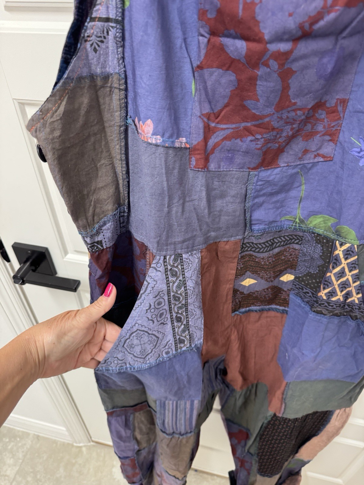Ashley Taylor Patchwork Jumpsuit Overalls One Size Boho Hippie Festival NWT A3