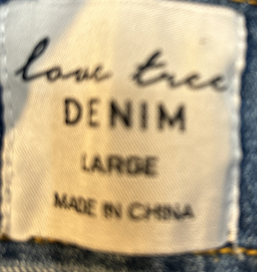 Love Tree Denim Boutique Short Overalls Size M Distressed size XL
