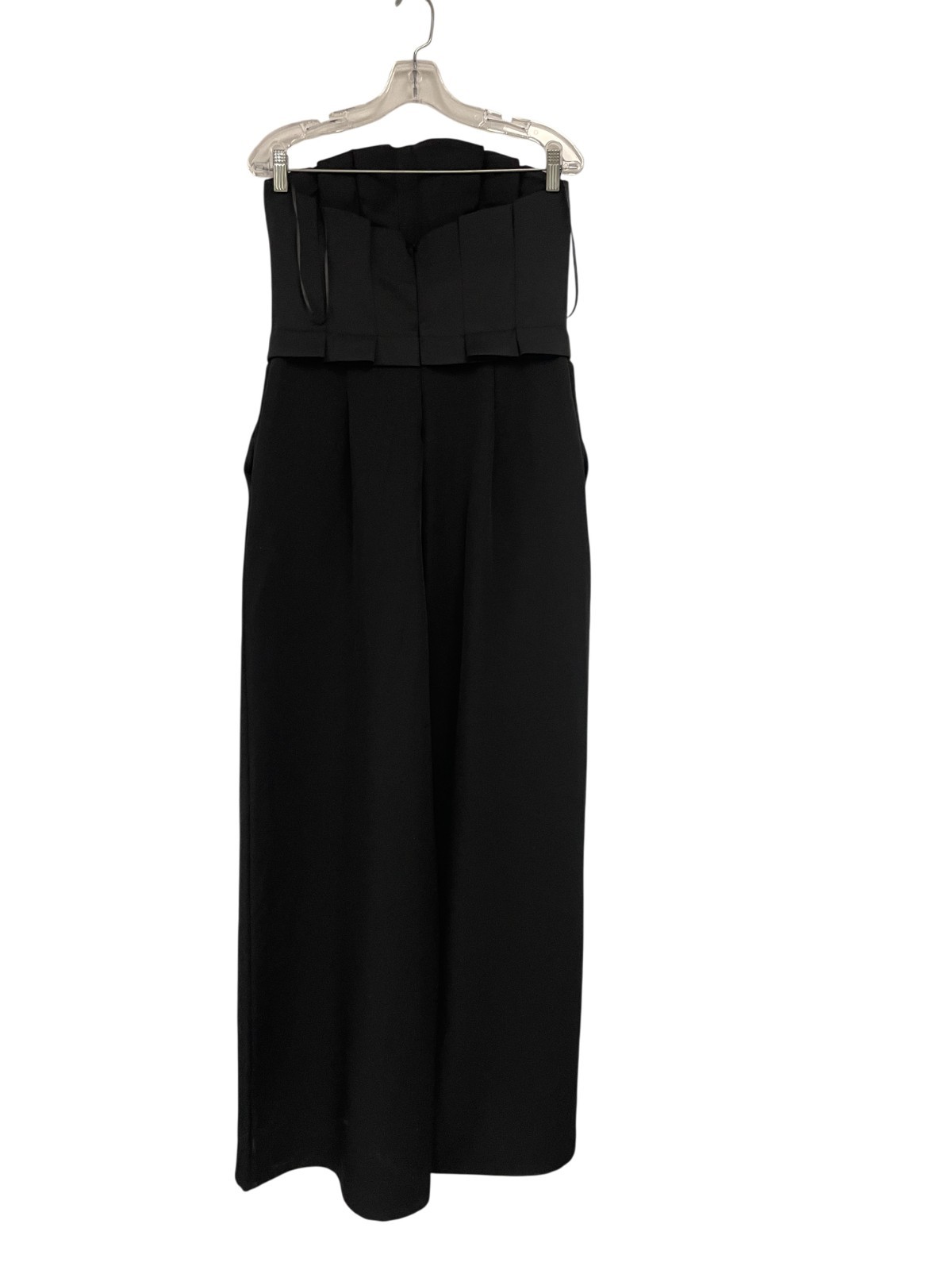 Zara Womens Jumpsuit L Black Crepe Wide Leg Spaghetti Straps 8741/275 NWOT