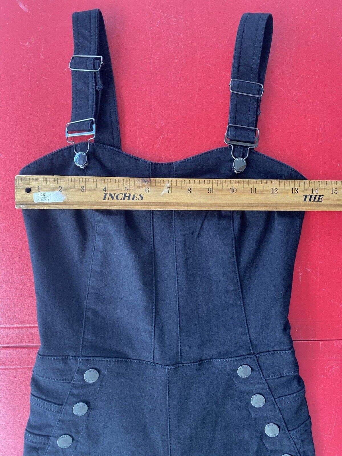 Guess Rosemary Jumpsuit High Waist Skinny Fit Stretch Denim Womens XS Black NWT