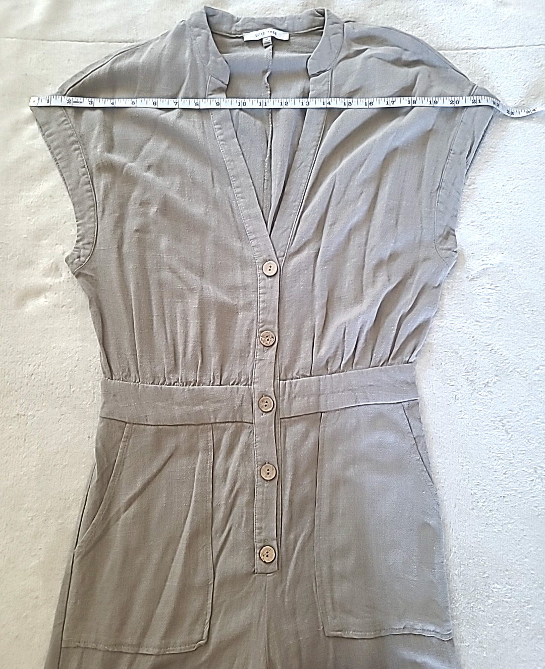 Love Tree Jumpsuit Gray Wide Leg Boho Minimalist Button Front Medium Travel