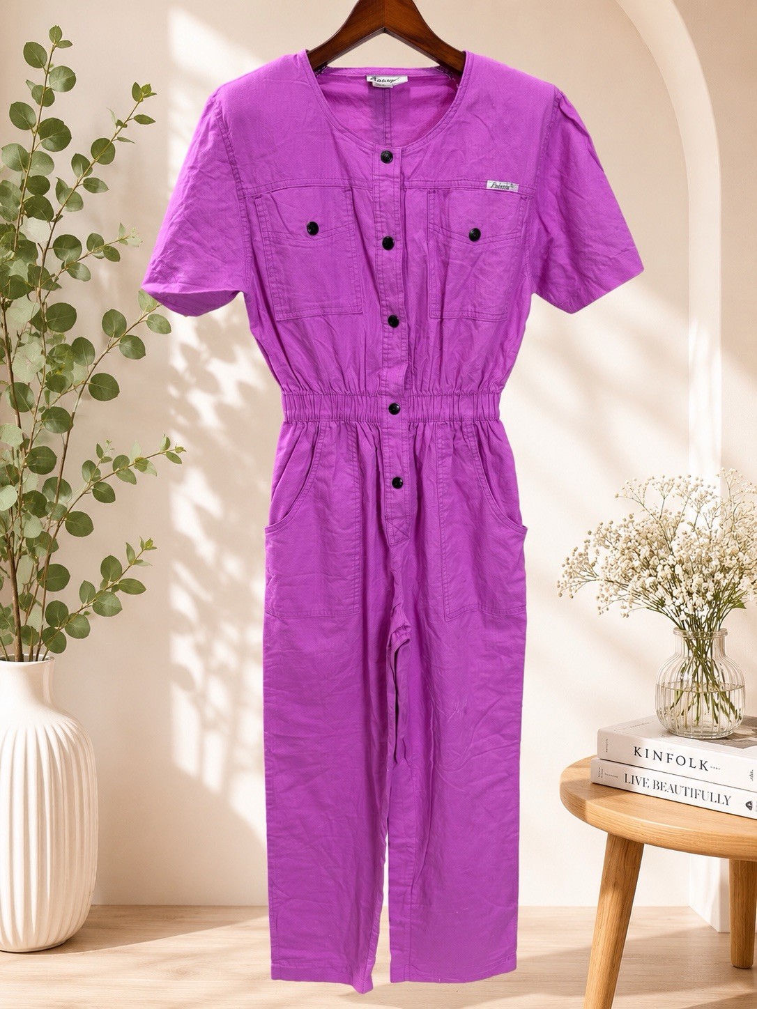 Vintage 80s Dreams Purple Utility Jumpsuit 100%Cotton Assembled Costa Rica Small