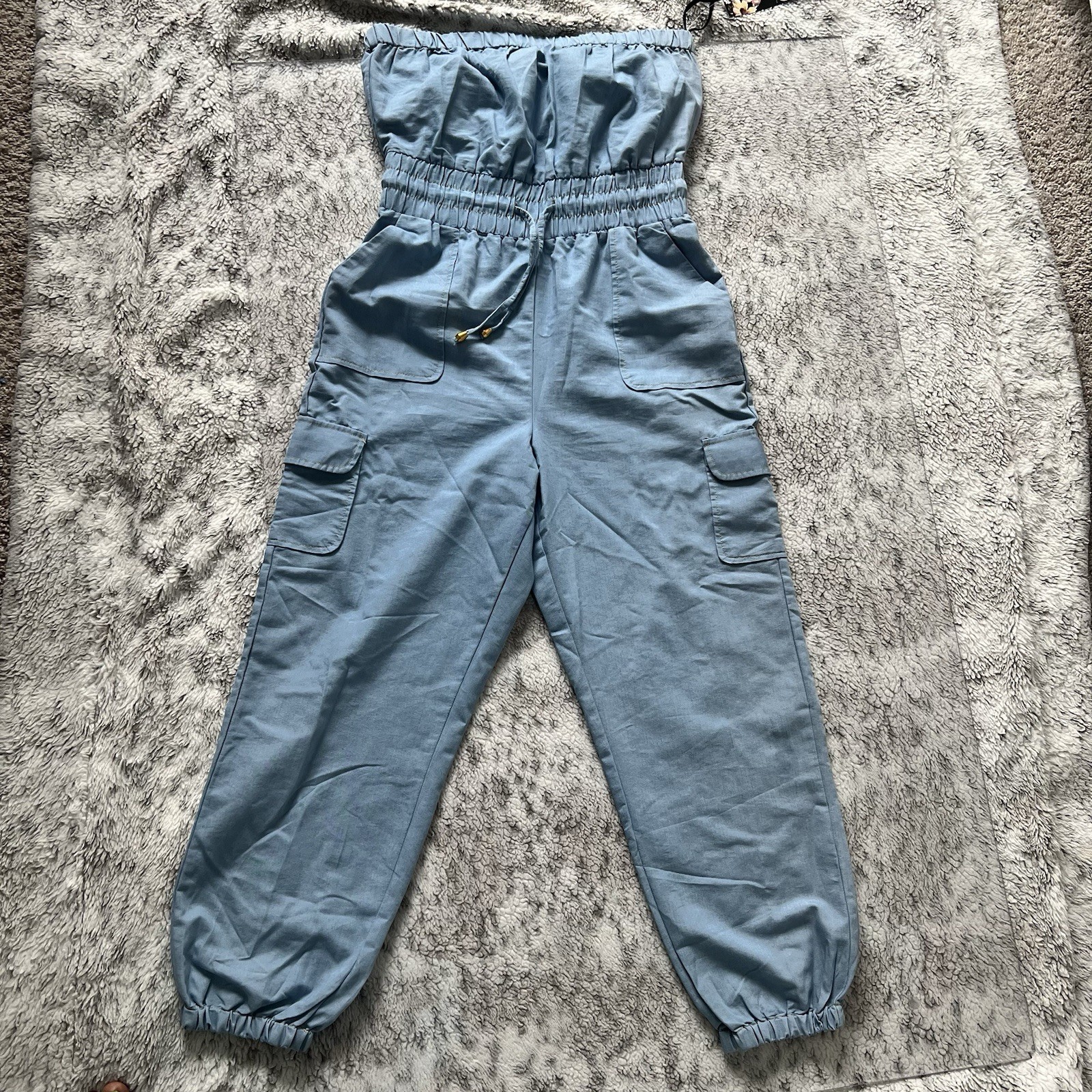 Blush Blue Cargo jumpsuit size Medium