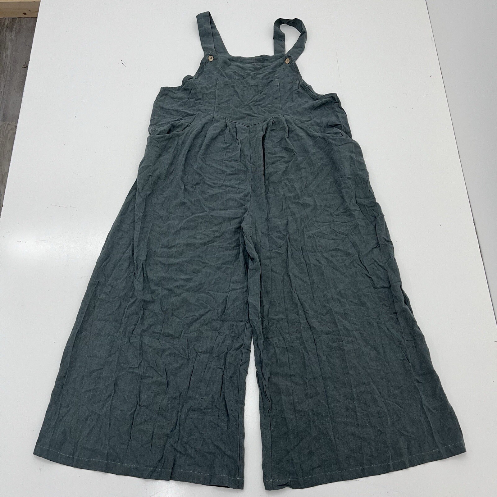 SHEIN Teal Jumpsuit Wide Leg Adjustable Strap Overalls Side Pockets Womens Large