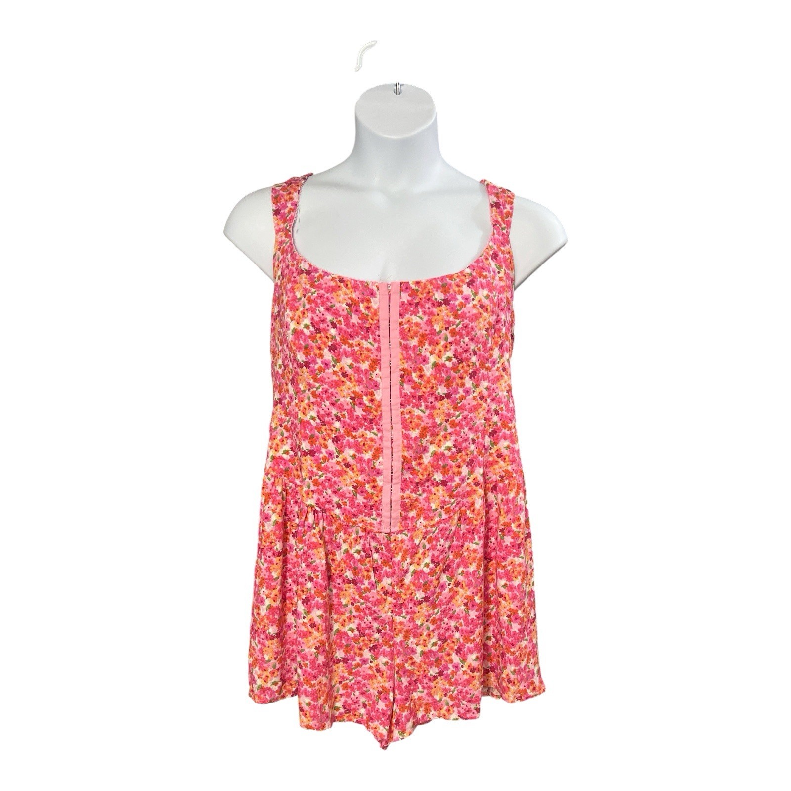 Wild Fable Pink Floral Romper Plus Size 1X Front Hook & Eye Closure Sleeveless