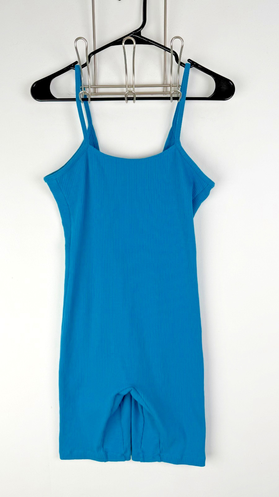 Adidas Blue Ribbed Bodysuit Women’s M | Stretchy Romper One Piece Sustainable