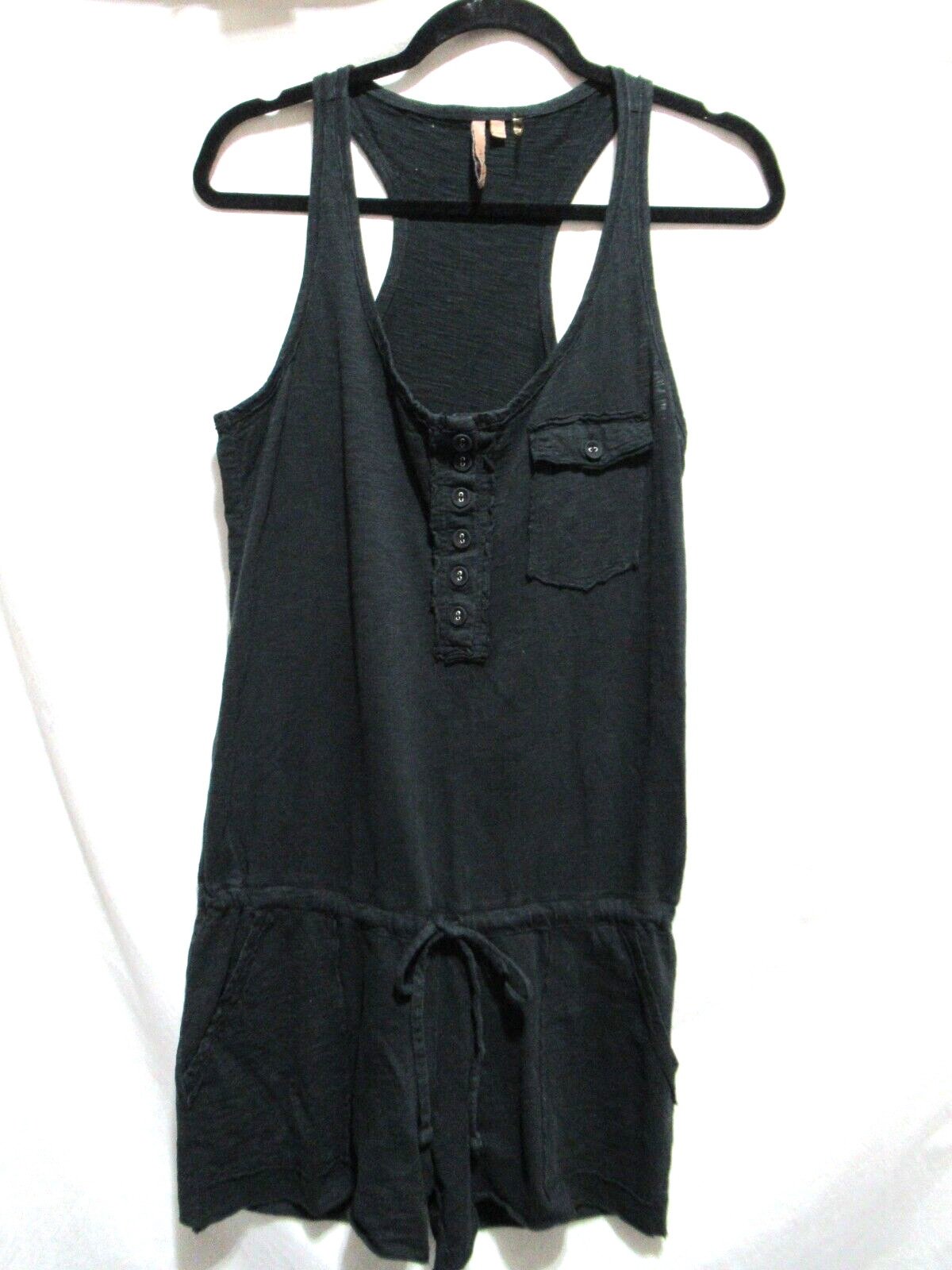 Michael Stars Size 0 Black Cotton Knit Sleeveless Racerback Shorts Romper