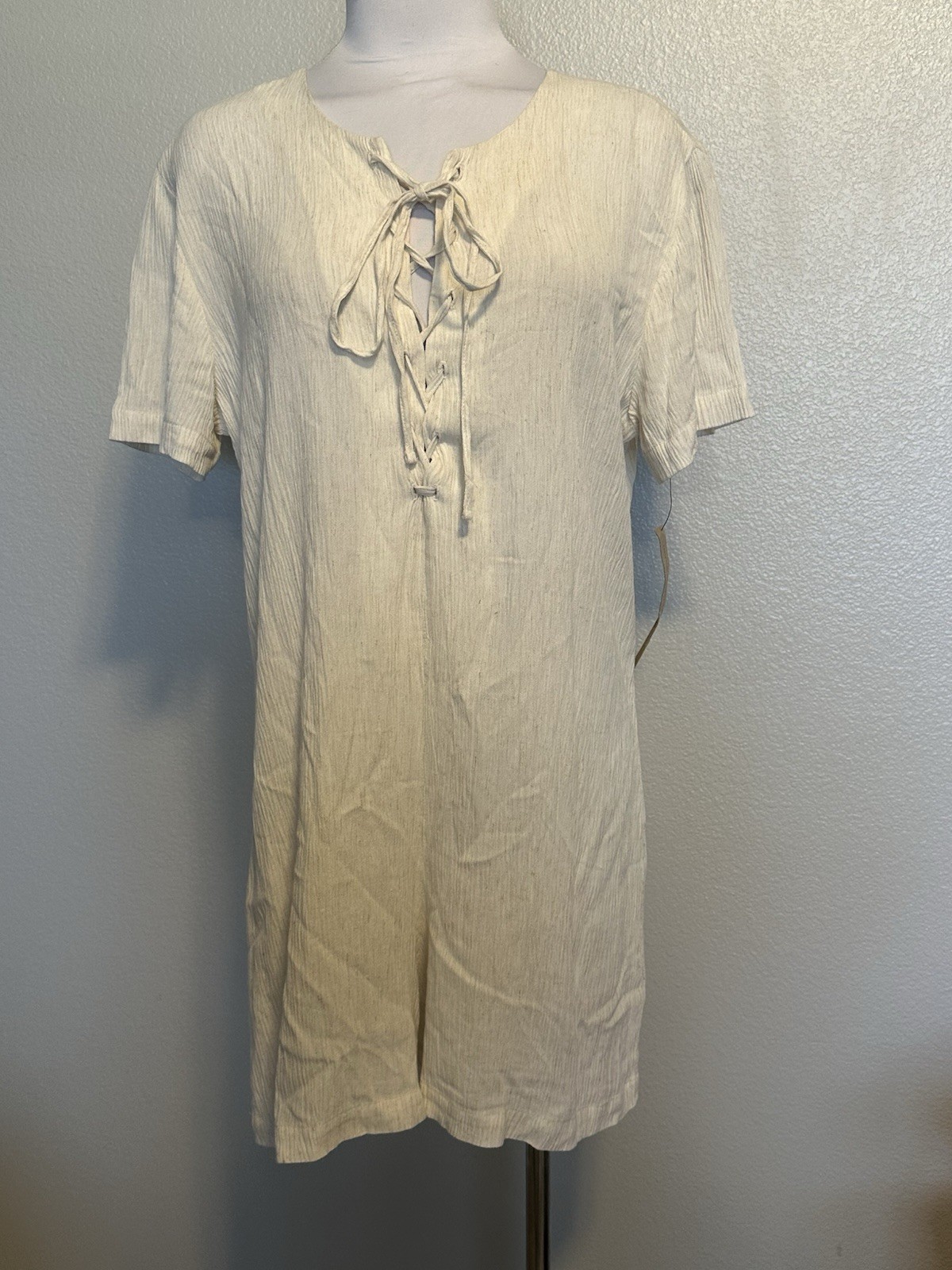 NWT Reformation Corson Shorts Romper Lace-up Gauze Jumpsuit Women’s size L Ivory