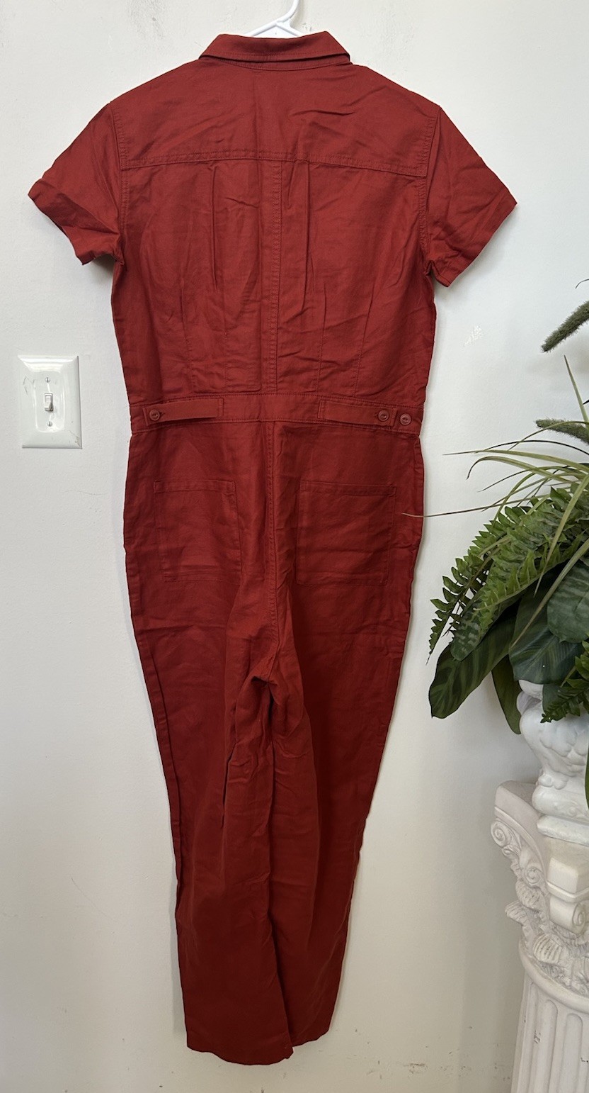 NWT Quince Women Linen/Organic Cotton Utility Jumpsuit Overall Sustainable Sz S