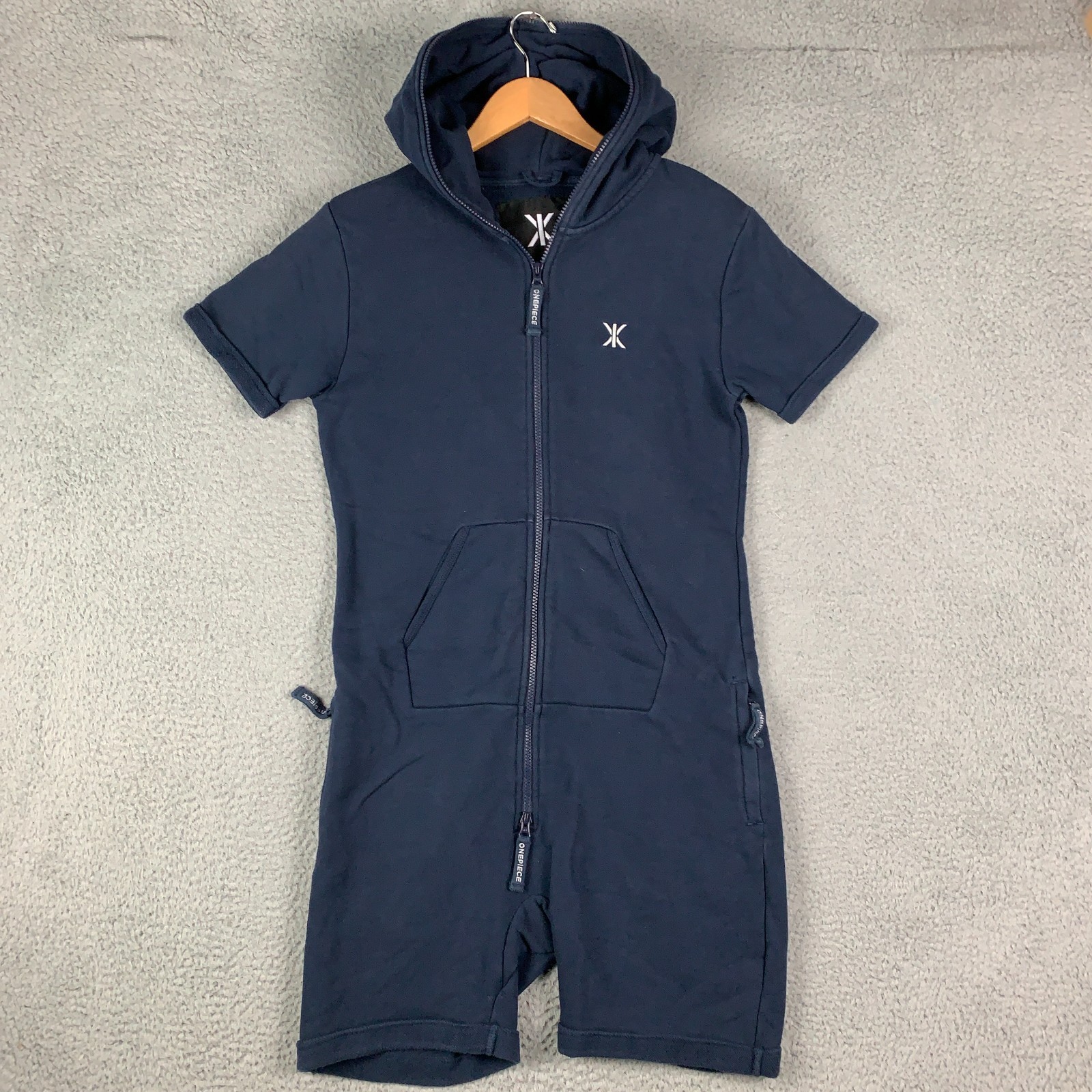 Onepiece Original Short Jumpsuit Adult Small S Navy Hooded French Terry Romper