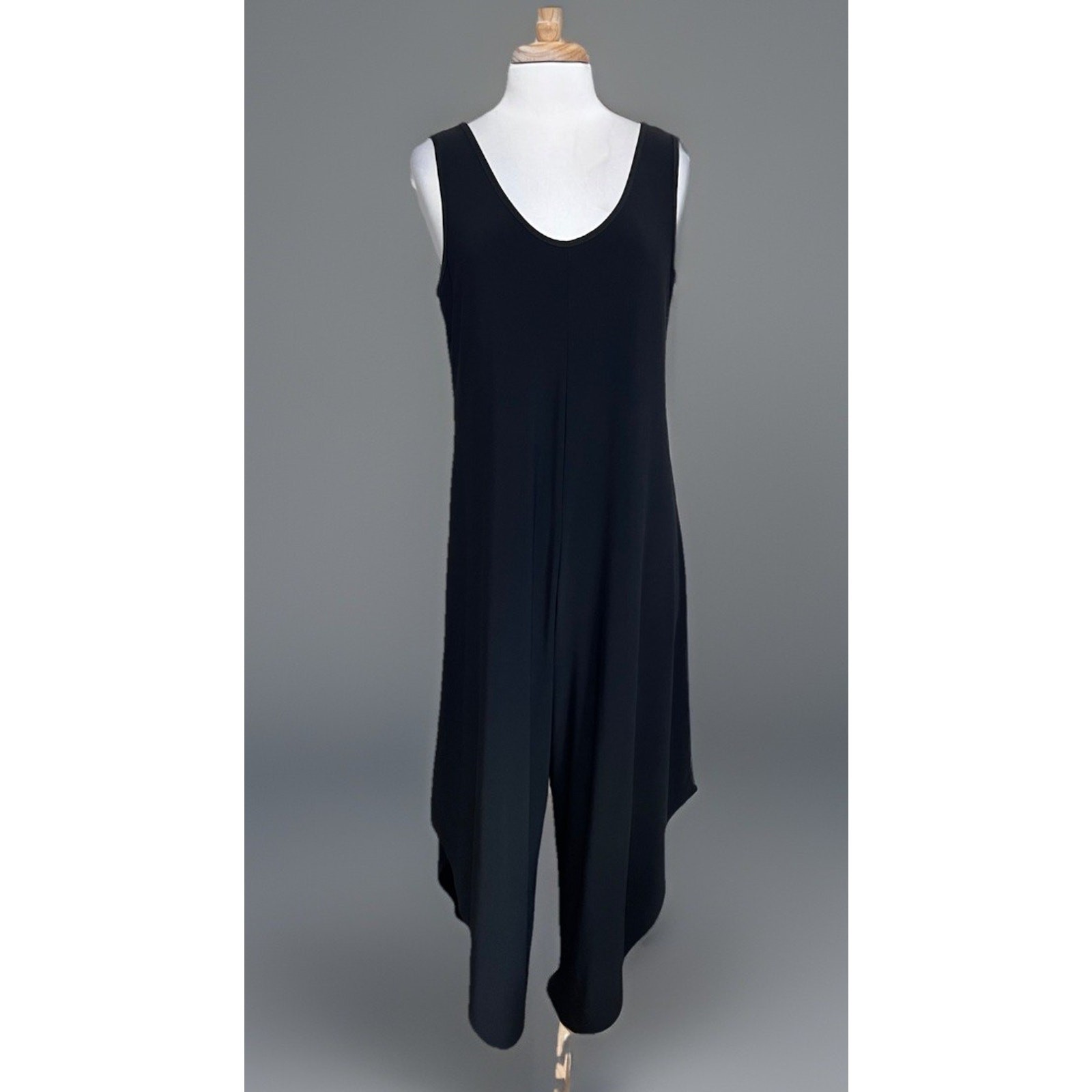 Nicole Miller Wide Leg Asymmetrical Romper 90s Y2K Baggy Grunge Goth Black sz L